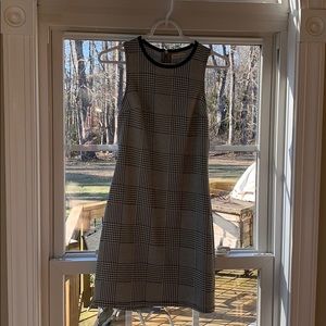 Black and white grid patterned fitted dress